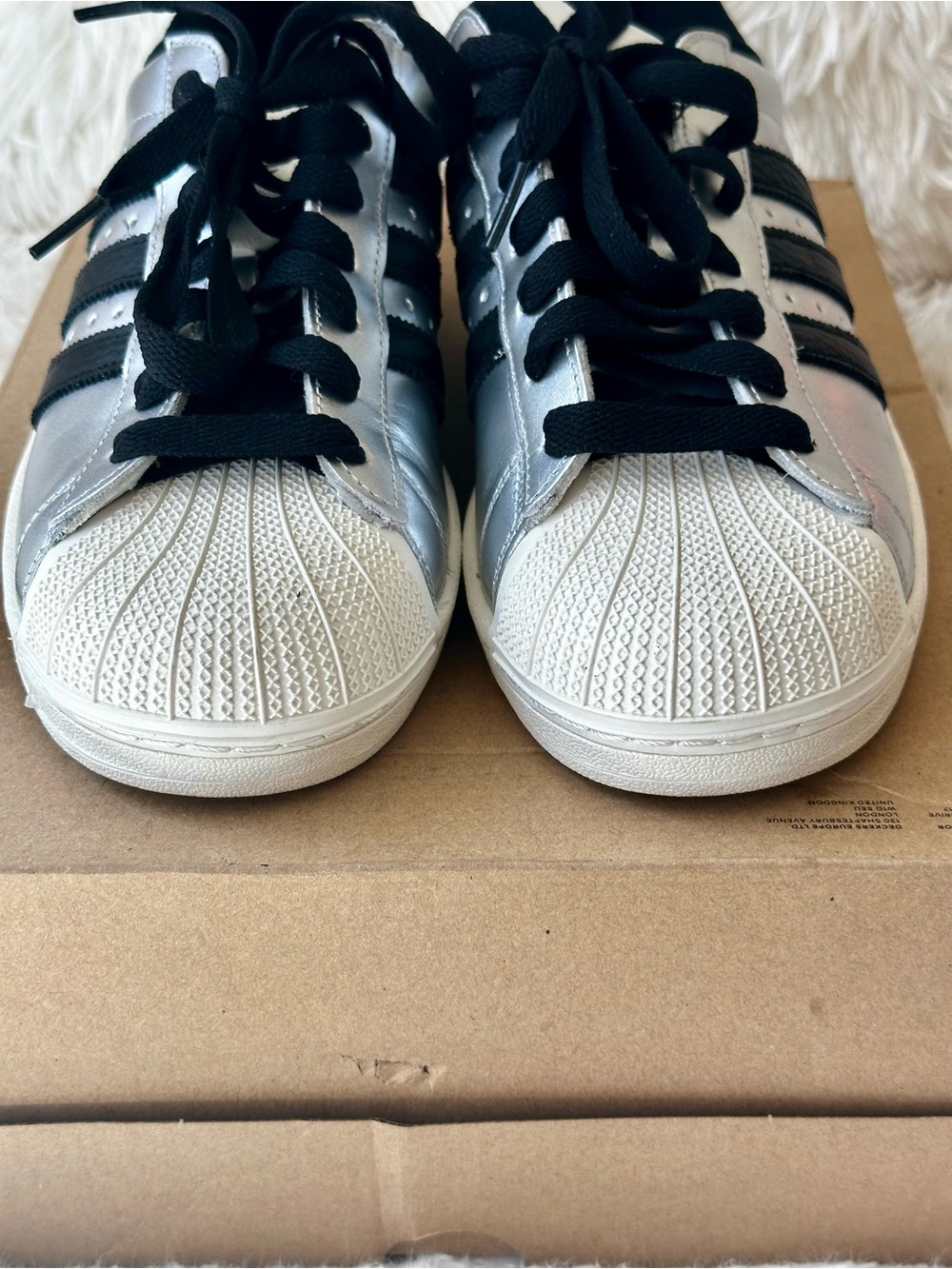 ADIDAS Superstar II Silver Metallic Black Shell Toe Leather Sneakers Men’s 8.5 - Picture 6 of 8